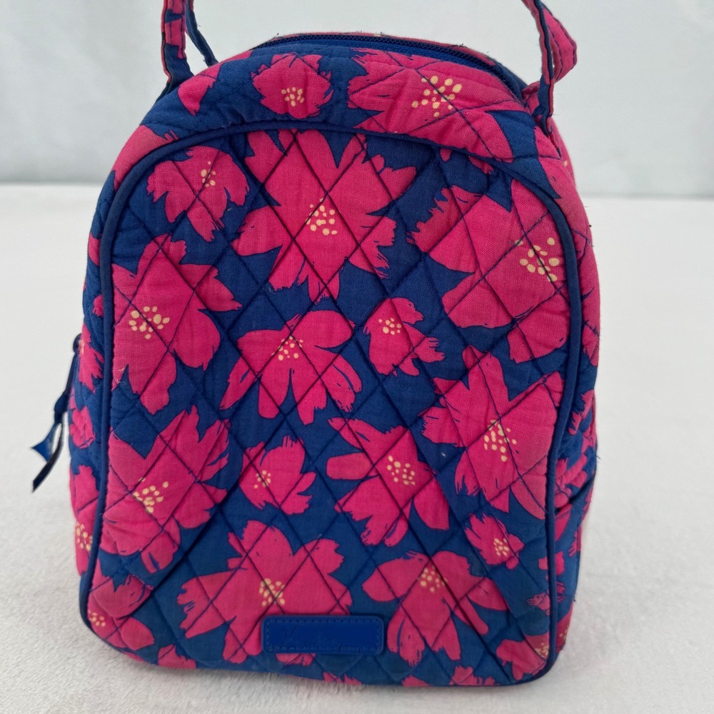Vera Bradley Art Poppies Quilted Floral Insulated Lunch Bag Cooler Navy & Pink